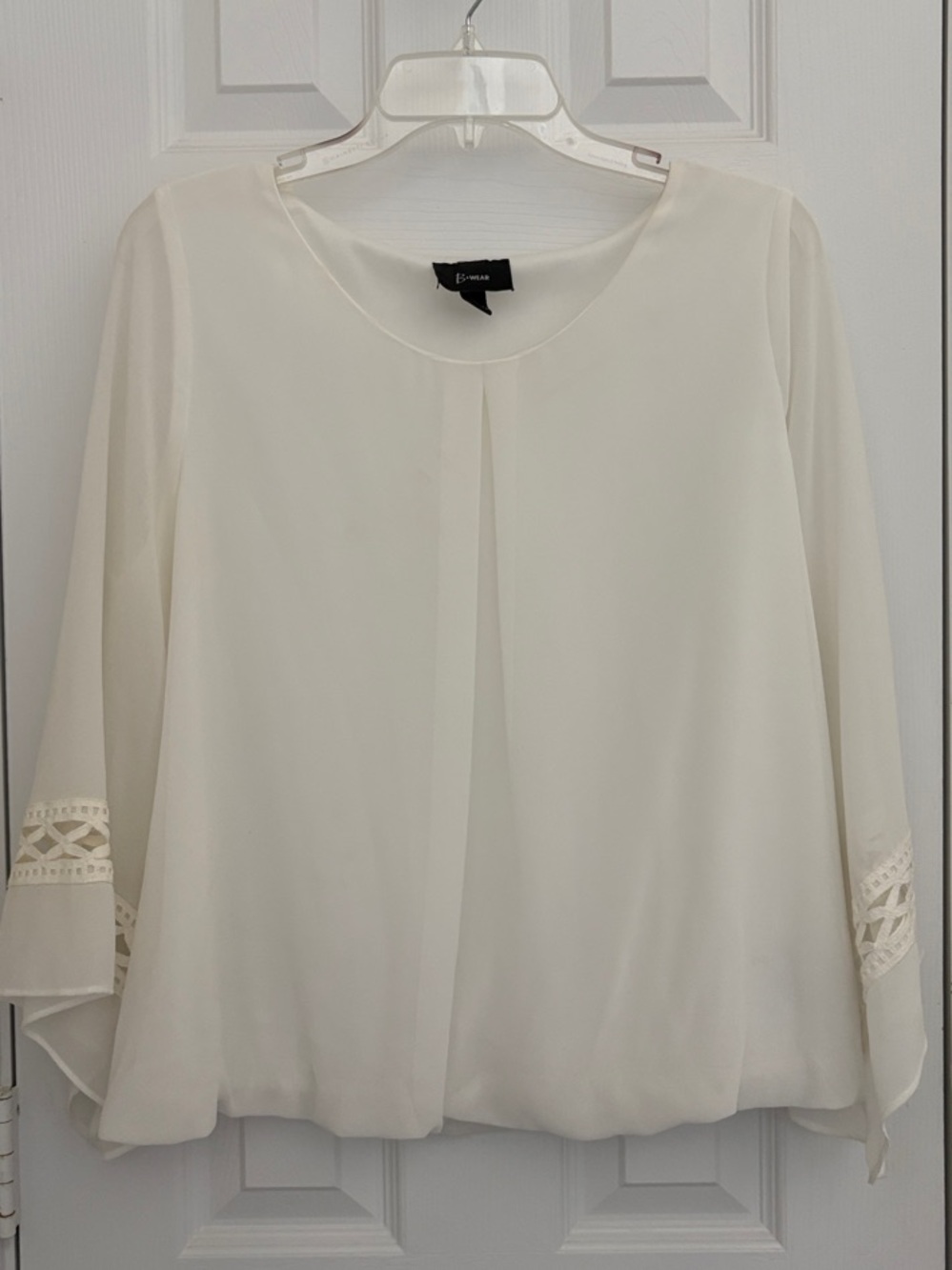 Bwear Cream Blouse with Crochet Sleeve Detail